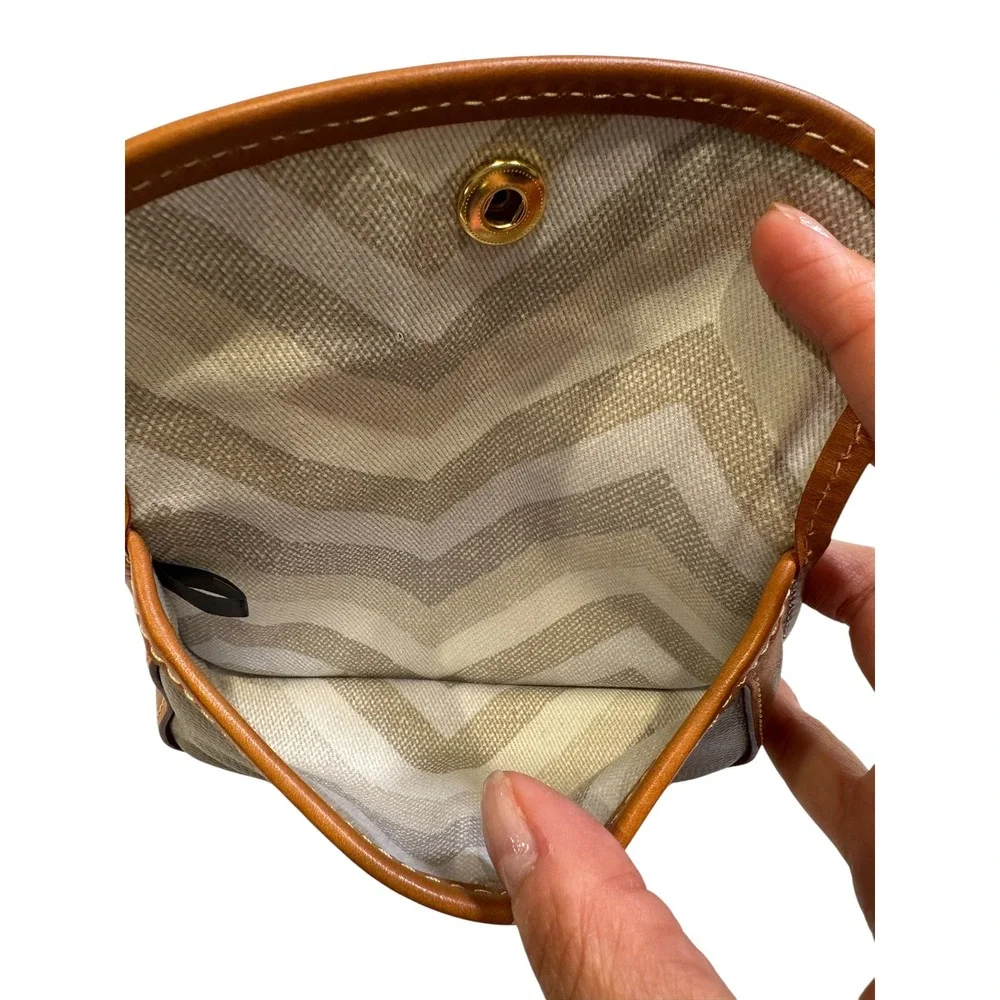 Dooney & Bourke Grey Pebble Grain Leather Trim Wristlet Pouch Bag